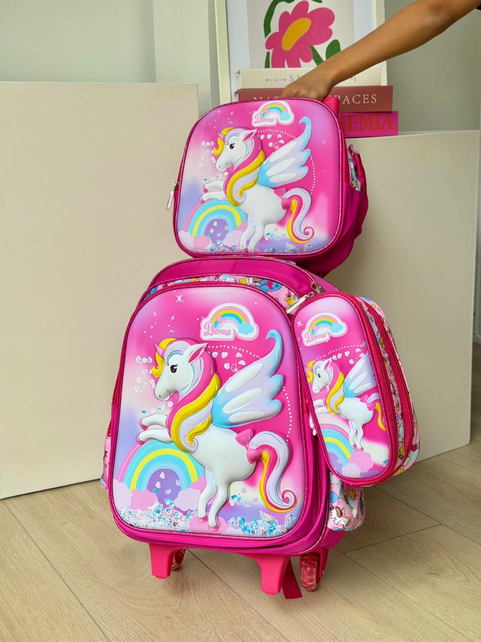 Kit Escolar 3D Premium: Morral Ruedas + Lonchera Térmica + Cartuchera