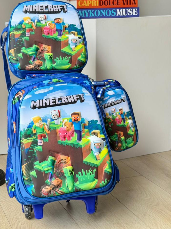 Kit Escolar 3D Premium: Morral Ruedas + Lonchera Térmica + Cartuchera