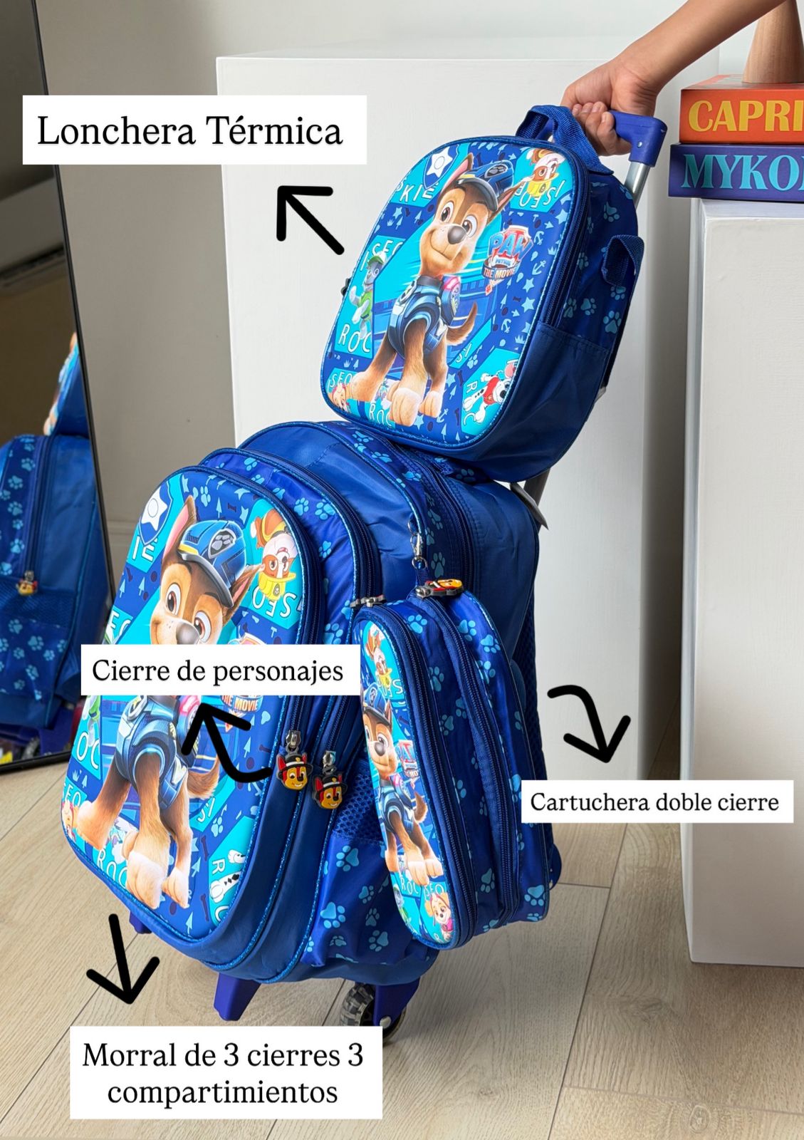 Kit Escolar 3D Premium: Morral Ruedas + Lonchera Térmica + Cartuchera