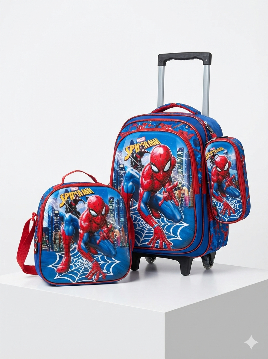 Kit Escolar 3D Premium: Morral Ruedas + Lonchera Térmica + Cartuchera